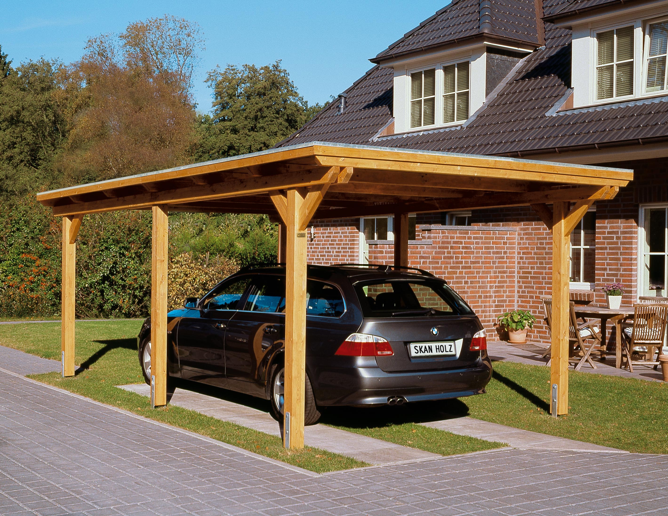 Skan Holz Leimholz Flachdach Carports