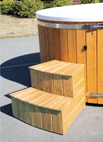 Wolff Finnhaus Badebottich Hot Tub Typ 3 Ø 200 cm mit Acrylwanne, Massagesystem & LED-Beleuchtung