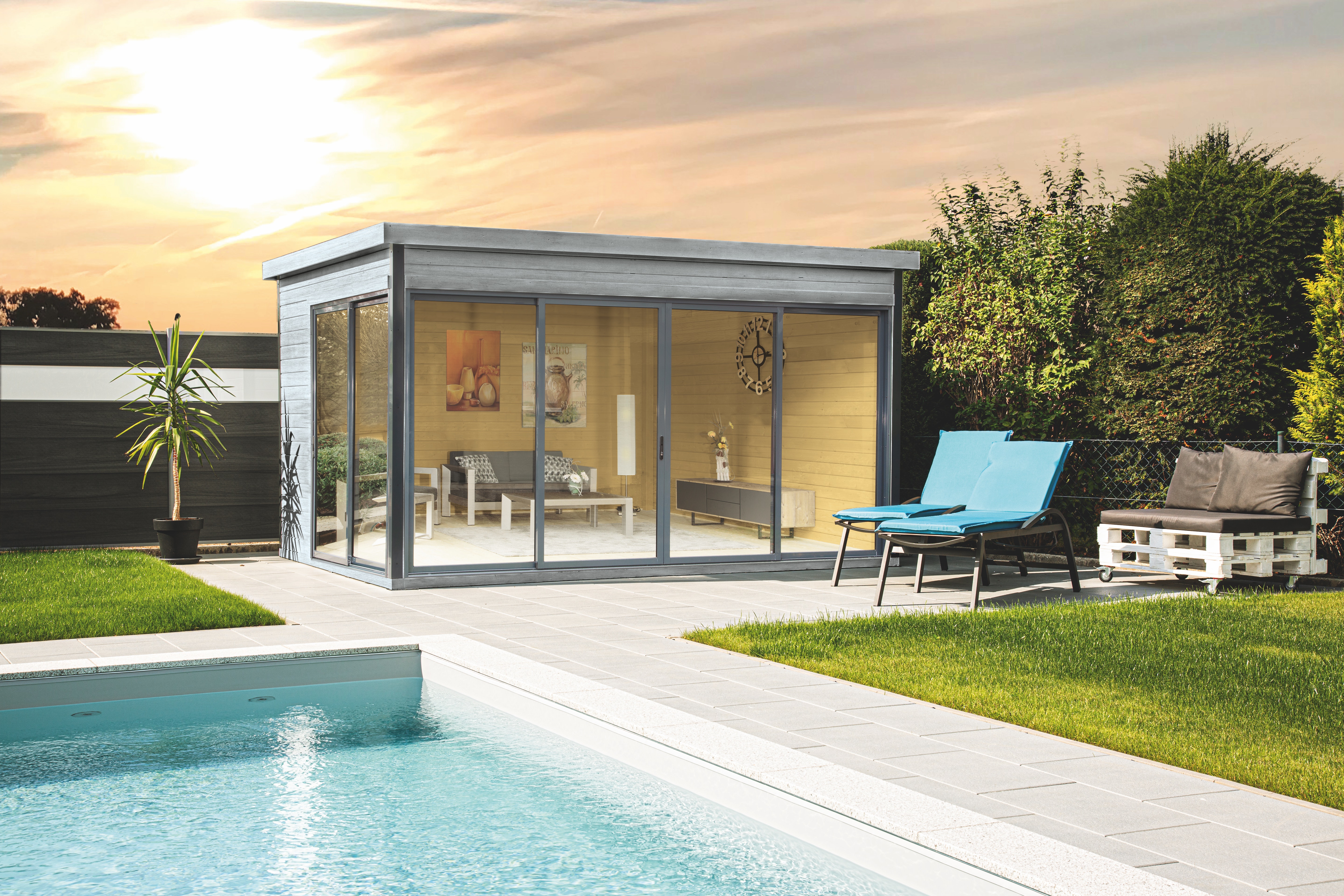 Wolff Finnhaus Flachdach Gartenhäuser