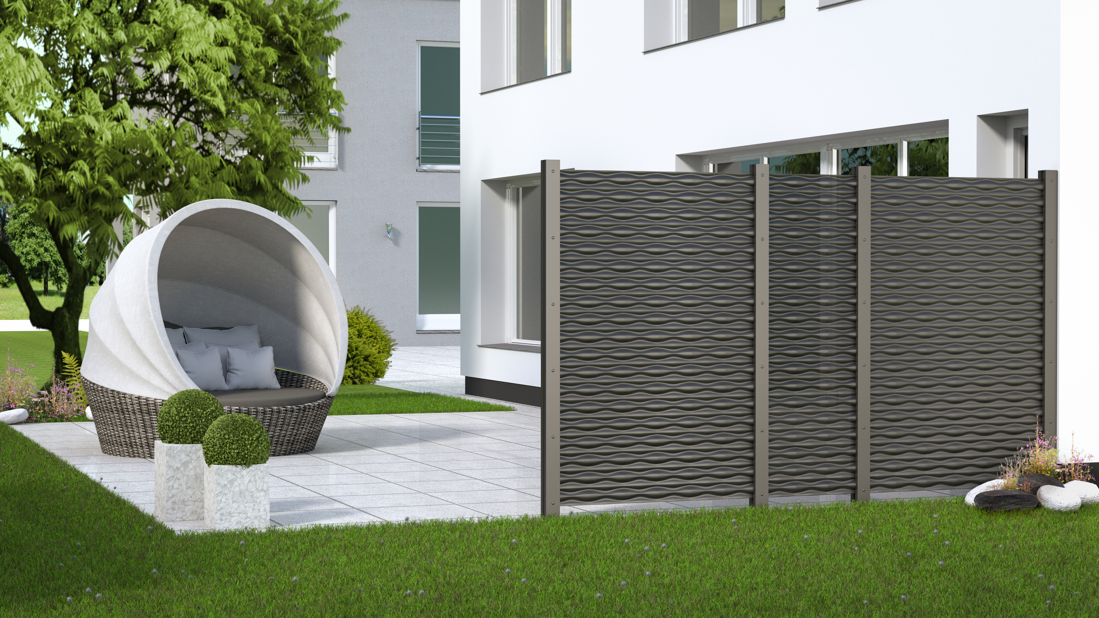 TraumGarten System Flow Aluminium Sichtschutz Zaun