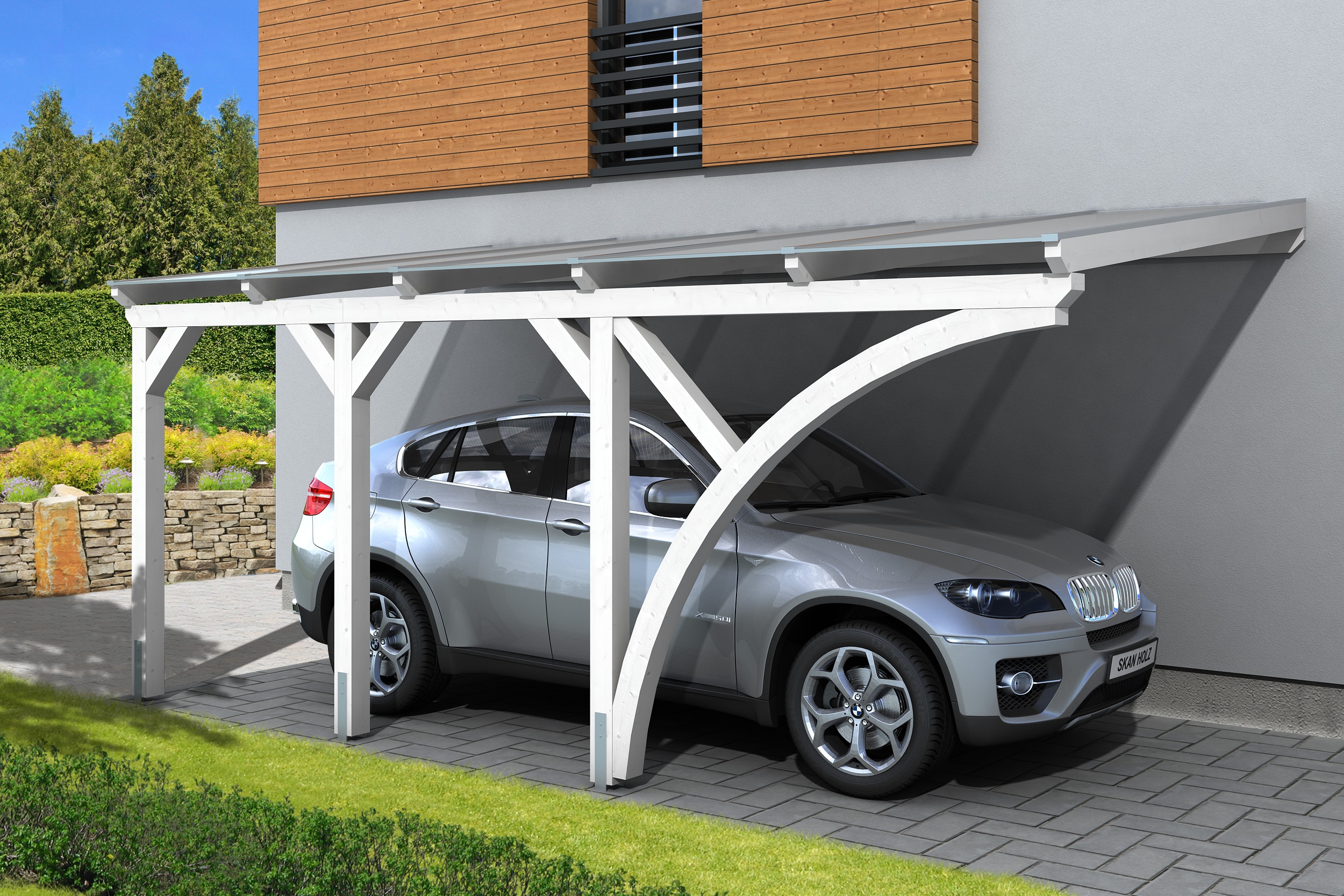 Skan Holz Leimholz Pultdach Carports