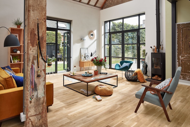 HANDMUSTER MEISTER Parkettboden MeisterParkett. longlife PC 200 9042 Eiche lebhaft weiß Vintage-Struktur, gebürstet ultramattlackiert