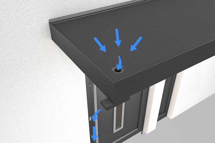 Gutta Rechteckvordach BS Plus 160 Sonderfarbe inkl. Wasserspeier (neues Modell)