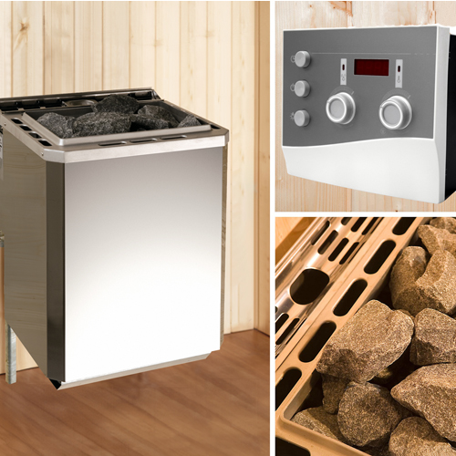 9 kW Bio Saunaofen BioS inkl. Dampfbadfunktion mit Ofenschutz, Anschlusskabel, analoger Steuerung Varianten Bild