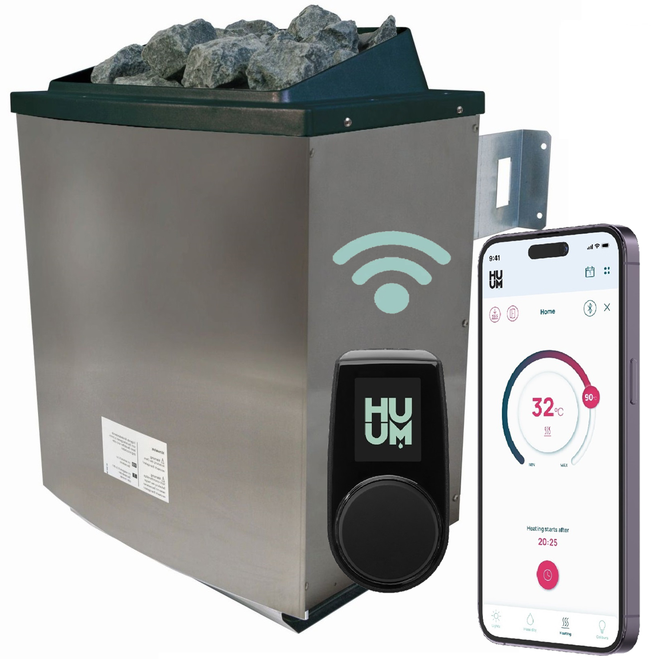 9 kW Ofen inkl. Huum Wlan Steuergerät mit App-Funktion Varianten Bild