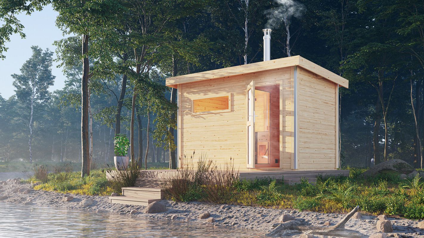 Karibu Gartensauna Skrollan 1 mit Holzofen- 38 mm