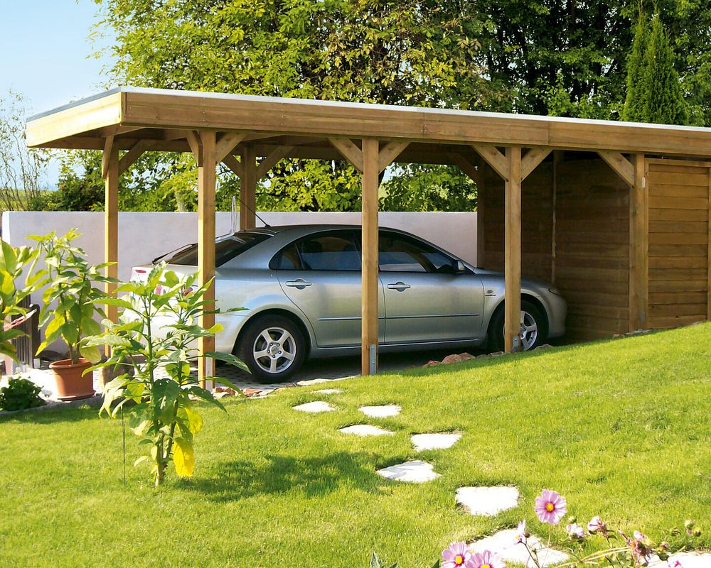 Skan Holz Friesland - Flachdach Einzelcarport, Breite 314 cm Nadelholz 