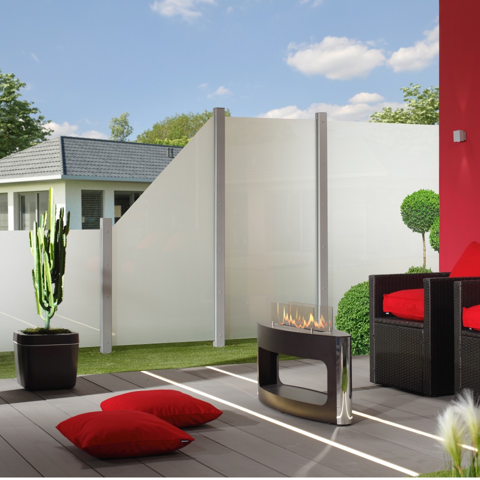 TraumGarten Serie "Glas Matt" Sichtschutz Zaun