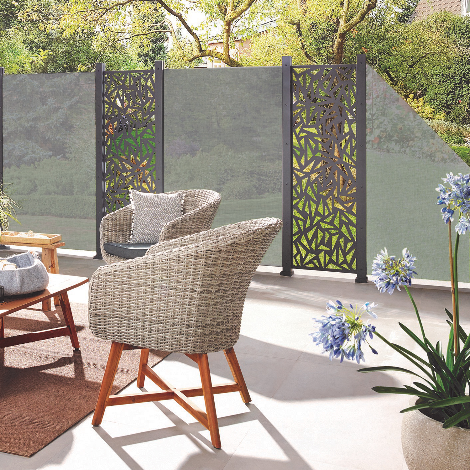 TraumGarten Serie "Glas Texta" Sichtschutz Zaun