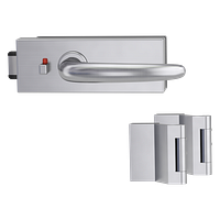 Griffwerk PURISTO S -Edelstahl matt Ganzglastürbeschlagset -3-teiliger Bandsatz -mit Griff DESM ULMER GRIFF -EM -smart2lock