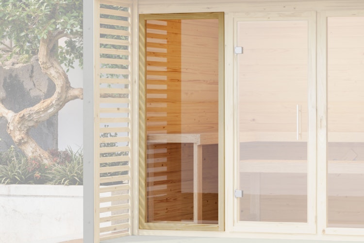 Karibu Saunafenster rechteckig für Außensaunen mit 38 mm Wandstärke