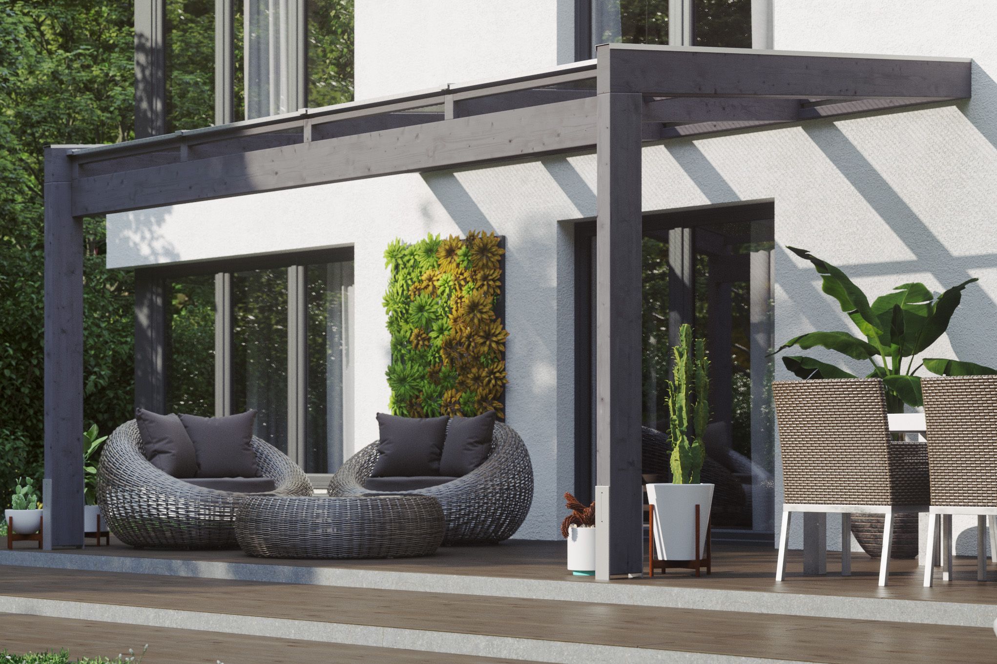 Skan Holz Terrassenüberdachung Novara Breite 450 cm