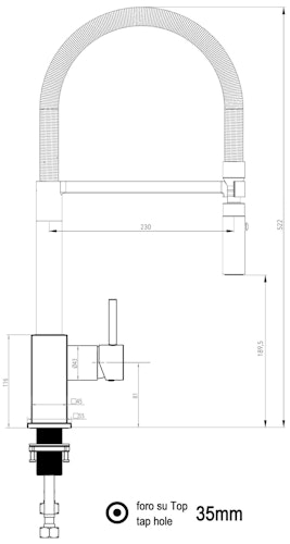 Wasserhahn Küchenarmatur, QU, mit 360° schwenkbarem Auslauf, abnehmbare 2 strahl Handbrause, Verchromt / Orange