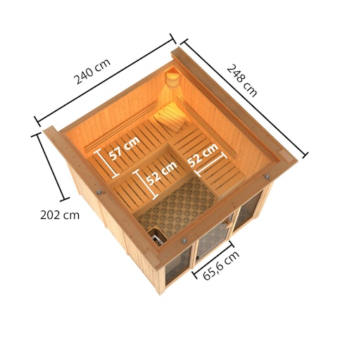 Karibu Sauna Askja Superior mit Fronteinstieg 68 mm inkl. gratis Sauna-Zubehörset im Wert von 234,94 €
