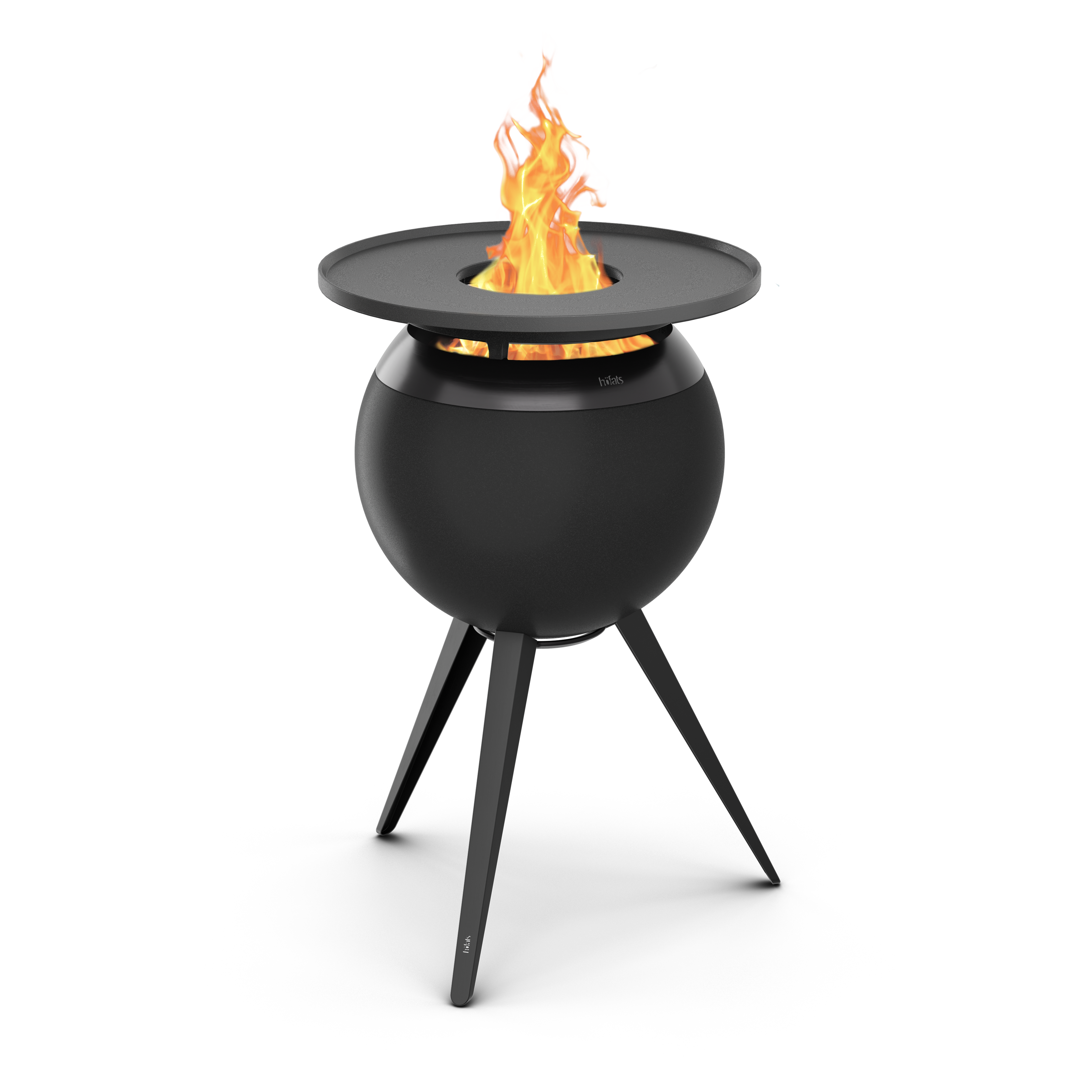 höfats MOON 45 All Black Plancha-Grillset mit hohem Fuß