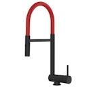 Vorschaubild Wasserhahn Vorfenster Küchenarmatur, Umklappbar 6 CM, mit 360° schwenkbarem Auslauf, abnehmbare 2 strahl Handbrause, Schwarz Matt / Rot