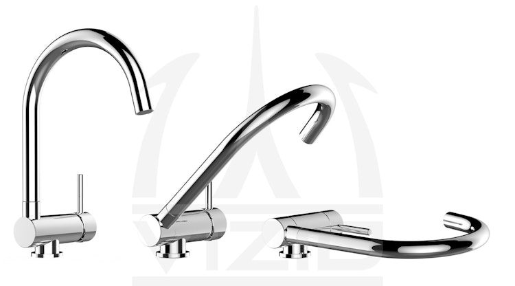 Wasserhahn Vorfenster Küchenarmatur, Umklappbar 6 CM, mit 360° schwenkbarem U-Auslauf, Verchromt