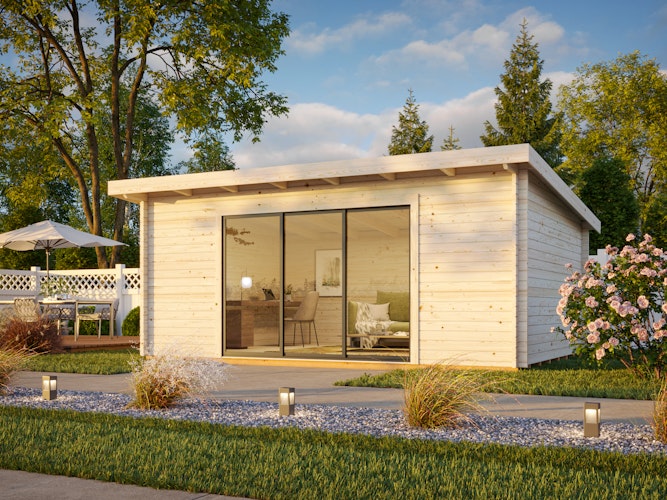 Palmako Gartenhaus Lea 19,4 m² Slide Plus mit Isolierglas-Schiebetür - 44 mm