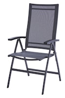 Diamond Garden Hochlehner VALENCIA, Edelstahl Dunkelgrau / Sunproof Sling Schwarz/Silber / Alu-Armlehnen