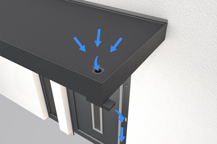 Gutta Rechteckvordach BS Plus 250 inkl. Wasserspeier (neues Modell)