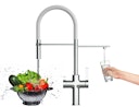 Vorschaubild 3 Wege Wasserhahn Küchenarmatur, FC, mit 360° schwenkbarem Auslauf, abnehmbare 2 strahl Handbrause, Verchromt / Weiß