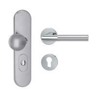 Griffwerk TITANO Kombi SB_882 ES1 (S2) -Edelstahl matt Kombi-Schutzbeschlag -Knopf/Drücker -mit Griff ARICA Klippt. -EP/EM -ZA, 72mm -TS 38-50