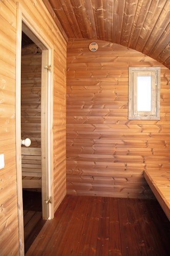 Wolff Finnhaus Saunahaus Steen in Ovalform inkl. schwarzen Dachschindeln