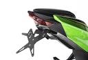 Vorschaubild PROTECH X-SHAPE Kennzeichenhalter SET mit Reflektor und Beleuchtung Alu & Stahl Schwarz für KAWASAKI Ninja 400, Ninja 500 SE, Ninja E-1