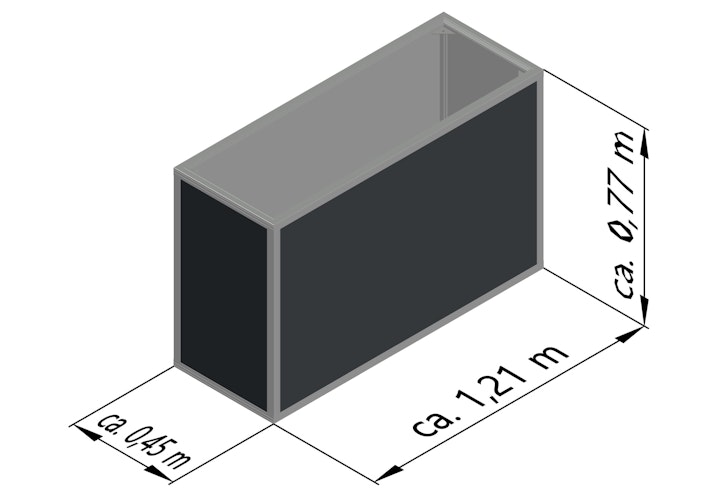 KGT Aluminium Hochbeet 130 - Profile pressblank - B1,21 x T0,45 x H0,77 m - 350 l