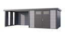 Vorschaubild Telluria Metallgerätehaus Classico 3330 mit Lounge Anbau XL (ca. 450 cm Breite) inkl. 2 Fenstern