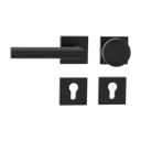 Vorschaubild Griffwerk Wechselgarnitur LUCIA PROF Schraubtechnik FS Rosetten eckig Knopf R2 Graphitschwarz L