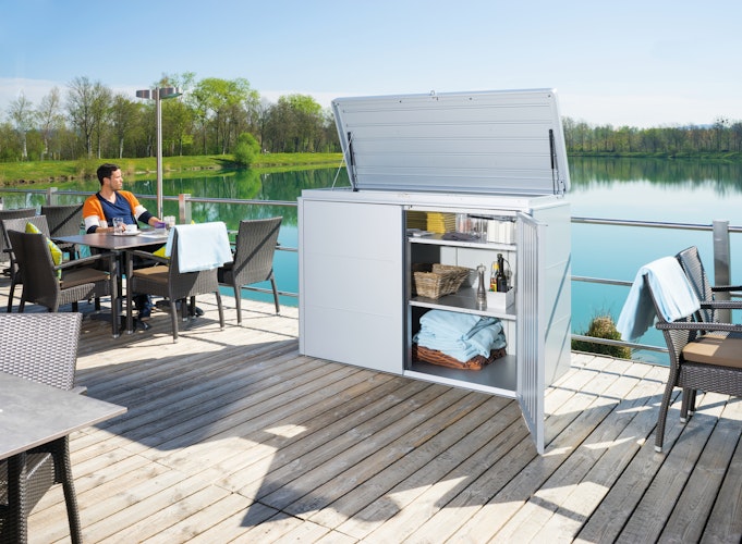 B-Ware Biohort HighBoard Geräteschrank-200 x 84 x 127 cm (Größe 200)-silber-metallic 