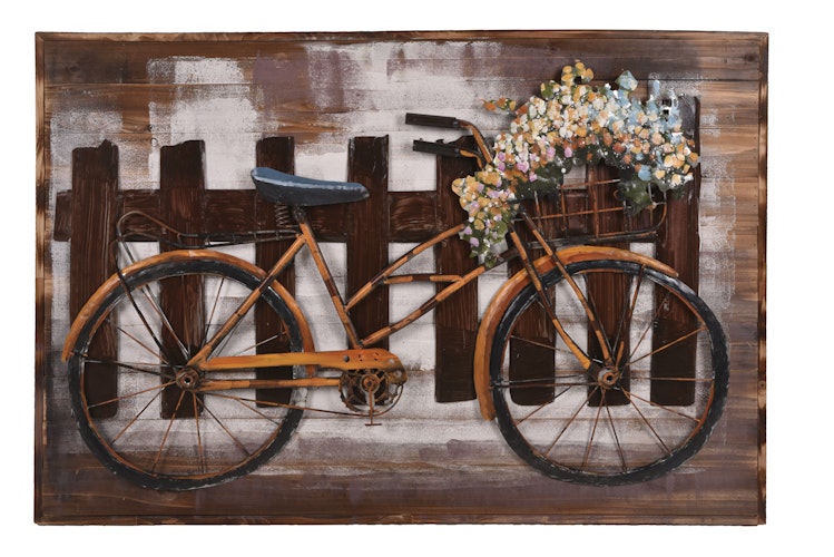 3D Metallbild Fahrrad 120 x 80 cm, Holz / Stahlblech