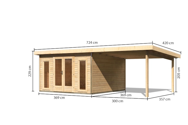 Karibu Premium Gartenhaus Radeburg 3 - 40 mm (Homeoffice-Gartenhaus)