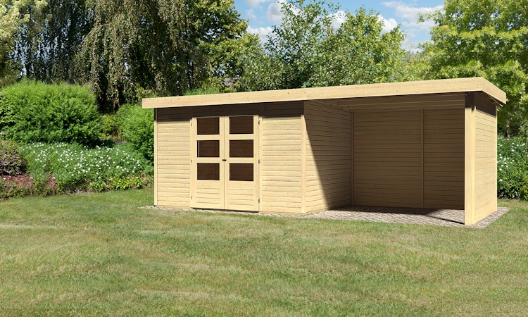 Karibu Woodfeeling Gartenhaus Askola 2/3/3,5/4/5 m. 275 cm Schleppdach/Seiten- und Rückwand