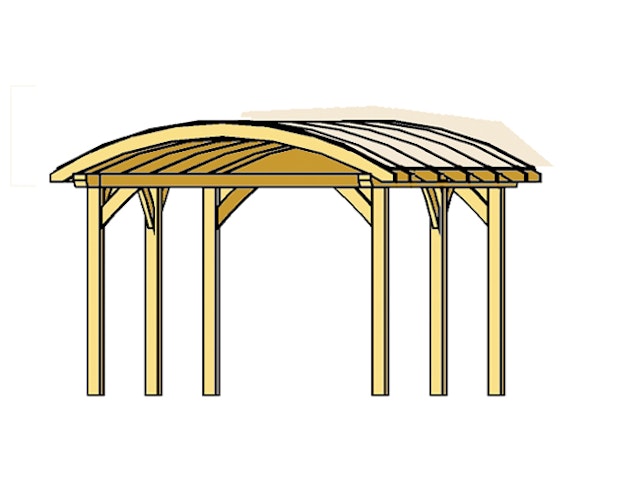 Skan Holz Franken - Bogendach Einzelcarport aus Leimholz Breite 376 cm