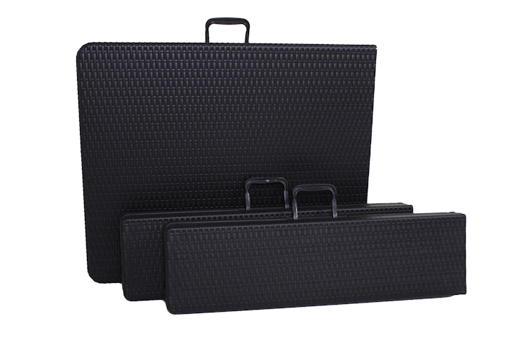 Garden Pleasure Gartenmöbel Set VENTANA, Klapptisch 180 x 74 cm + 2 Klappbänke, Stahl Dunkelgrau / Kunststoff Schwarz