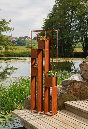 Badeko Pflanzregal „Lazise“ in Edelrostoptik 57 cm breit