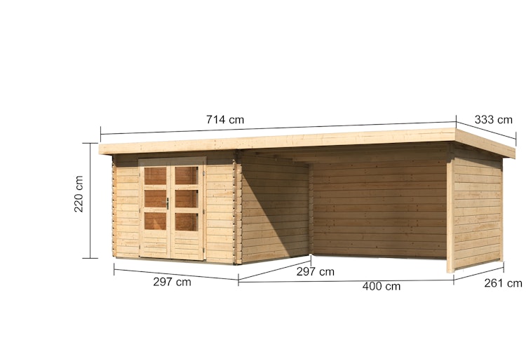 Karibu Woodfeeling Gartenhaus Bastrup 5 naturbelassen - 28 mm