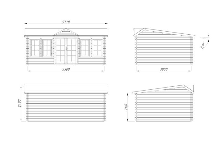 Palmako Gartenhaus Claudia Pentroof (Stufendach) 19,4 m² - 34 mm