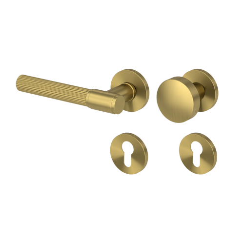 Griffwerk Wechselgarnitur VAYA 136 ARIS fast2fix Fast2Fix Rosetten rund Knopf R2 Gold matt L