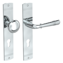 Vorschaubild Griffwerk FABIO -Chrom Langschild-Garnitur -sichtbar verschraubt -Knopf R21 -WR -TS 40-45mm