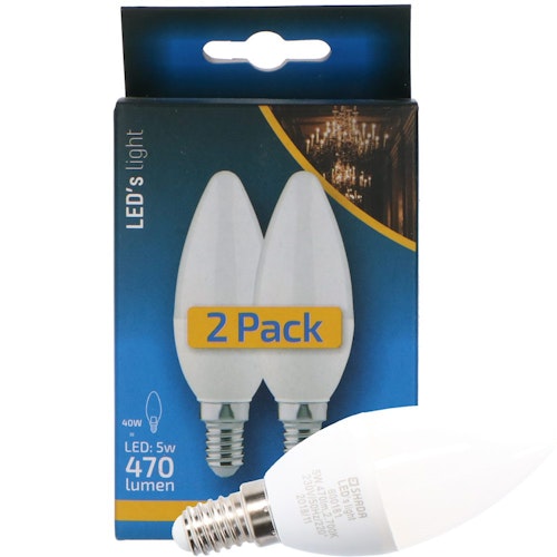 Shada  LED Glühlampe Kerze 2-St.-Verpackung C35 E14 5W 470LM 2700K nicht dimmbar 240°