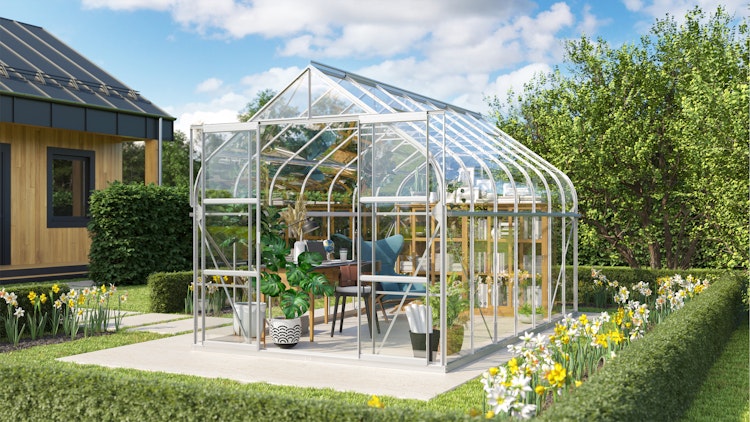 Vitavia Gewächshaus Dione/Diana 11500 inkl. 4 Dachfenster und Stahlfundamentrahmen - 11,5 m²
