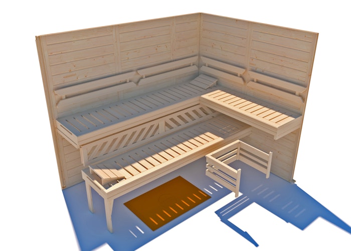 Weka Premium Massivholz-Elementsauna Kemi 5 mit Glastür - 45 mm