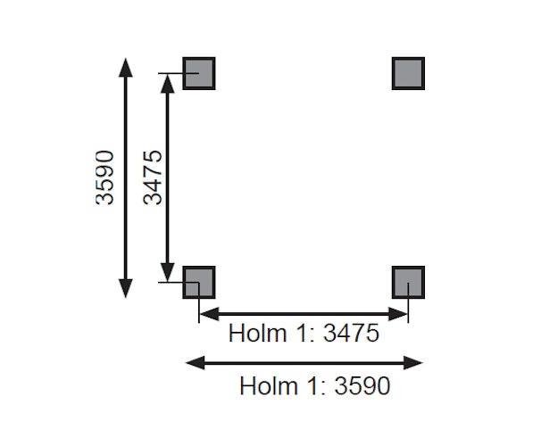 Karibu 4-Eck Pavillon Holm 1 kesseldruckimprägniert