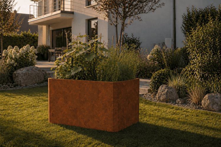 Premium Hochbeet aus Cortenstahl mit Rostpatina 120 x 80 x 75 cm