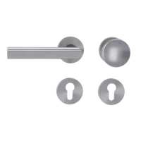 Griffwerk Wechselgarnitur VAYA 137 TRI fast2fix Fast2Fix GK3 Rosetten rund Knopf R2 Edelstahl matt L