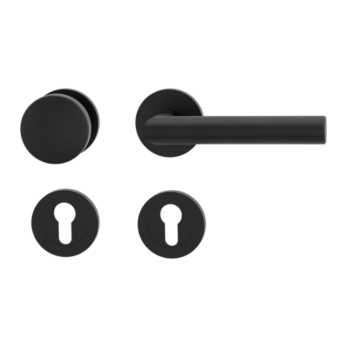 Griffwerk Wechselgarnitur LUCIA PROF Schraubtechnik FS Rosetten rund Knopf R2 38-50mm Graphitschwarz R