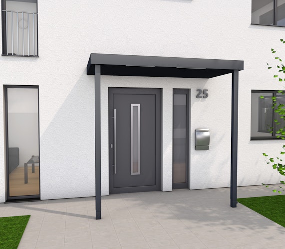 Gutta Rechteckvordach BS Plus XL 250 mit Pfosten Sonderfarbe (neues Modell)